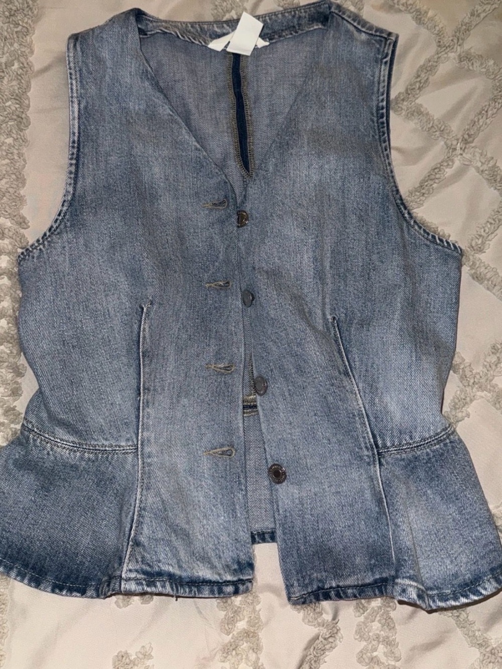 H&M Light Blue Denim Button-Front Vest